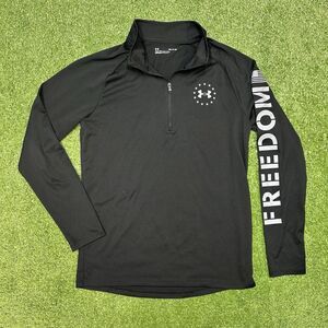 Under Armour Loose Black USA Flag FREEDOM 1/4 Zip Jacket Adult Small